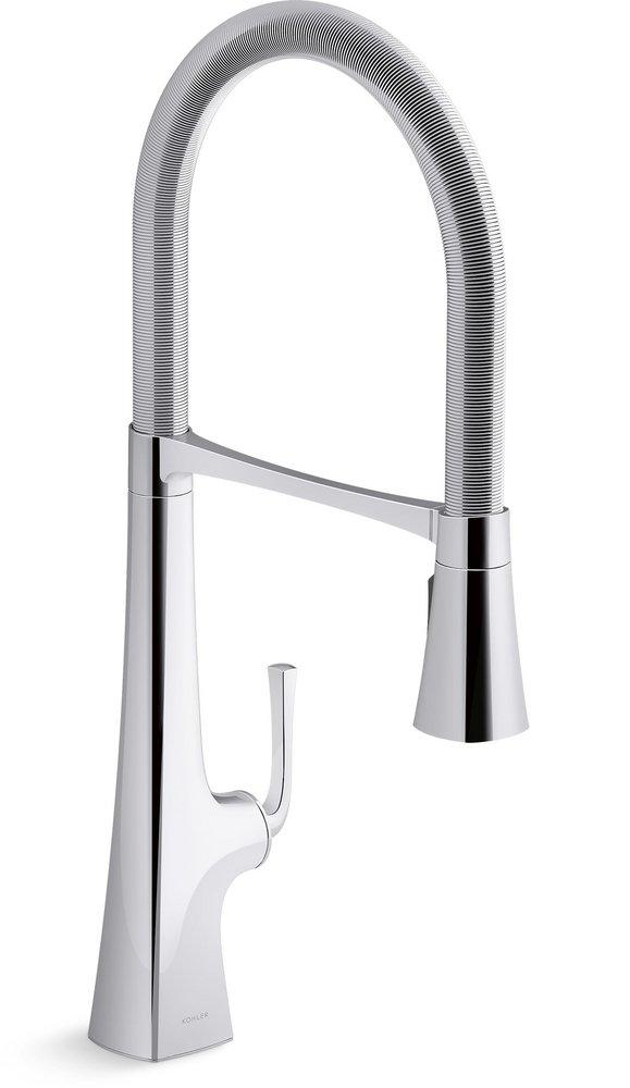 KOHLER Polished Chrome Single Handle Pull Down Kitchen Faucet 