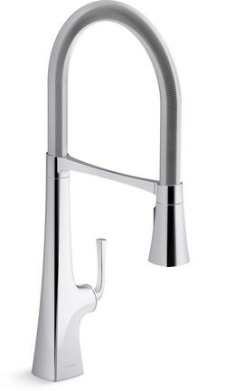 Single Handle Pull Down Kitchen Faucet in Polished Chrome