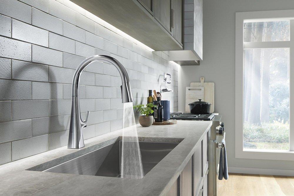KOHLER Polished Chrome Single Handle Pull Down Kitchen Faucet 