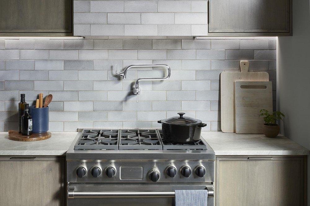 KOHLER Vibrant Stainless Two Handle Lever Pot Filler 