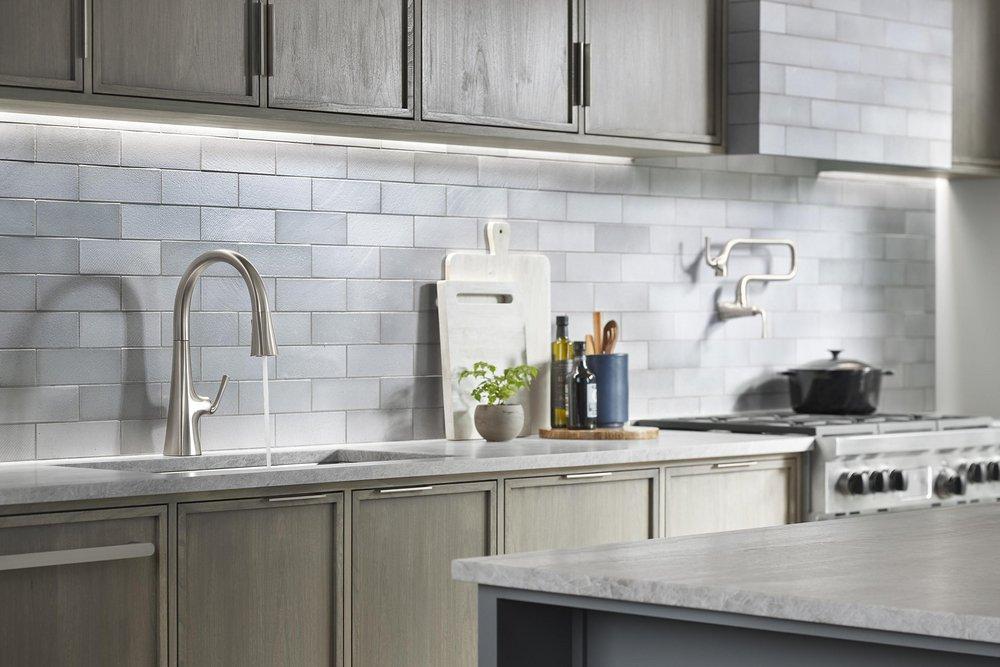 KOHLER Vibrant Stainless Two Handle Lever Pot Filler 