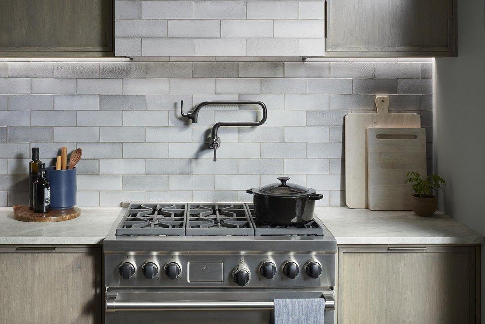 KOHLER Matte Black Two Handle Lever Pot Filler 