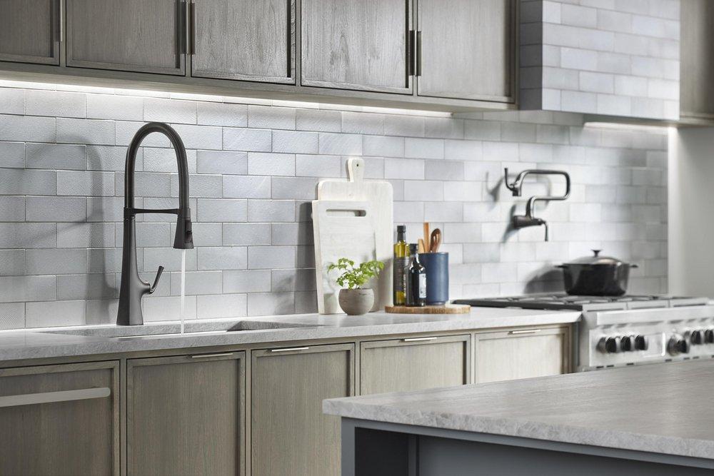 KOHLER Matte Black Two Handle Lever Pot Filler 