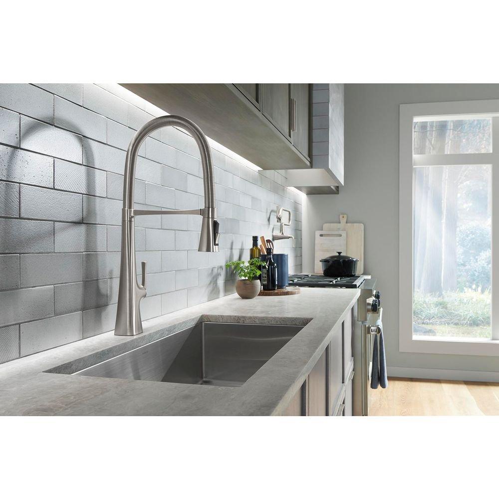 KOHLER Vibrant Stainless Single Handle Pull Down Kitchen Faucet 