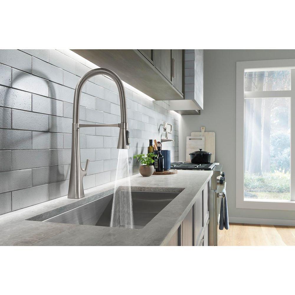 KOHLER Vibrant Stainless Single Handle Pull Down Kitchen Faucet 