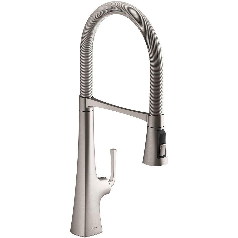 KOHLER Vibrant Stainless Single Handle Pull Down Kitchen Faucet 