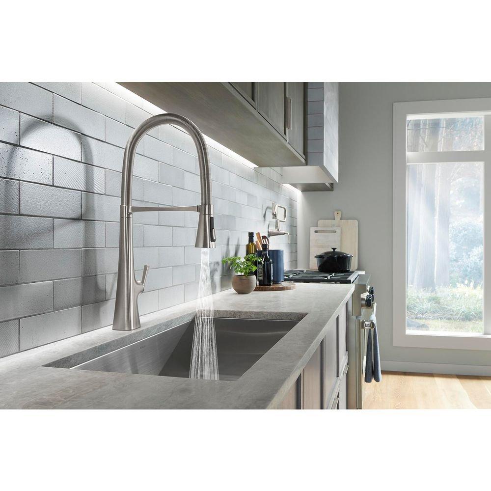 KOHLER Vibrant Stainless Single Handle Pull Down Kitchen Faucet 