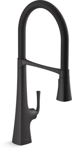 Single Handle Pull Down Kitchen Faucet in Matte Black