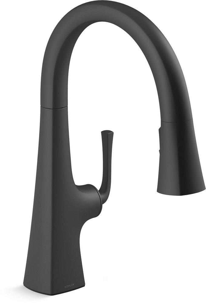 Single Handle Pull Down Kitchen Faucet in Black Black&trade; 