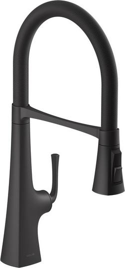 Single Handle Pull Down Kitchen Faucet in Matte Black