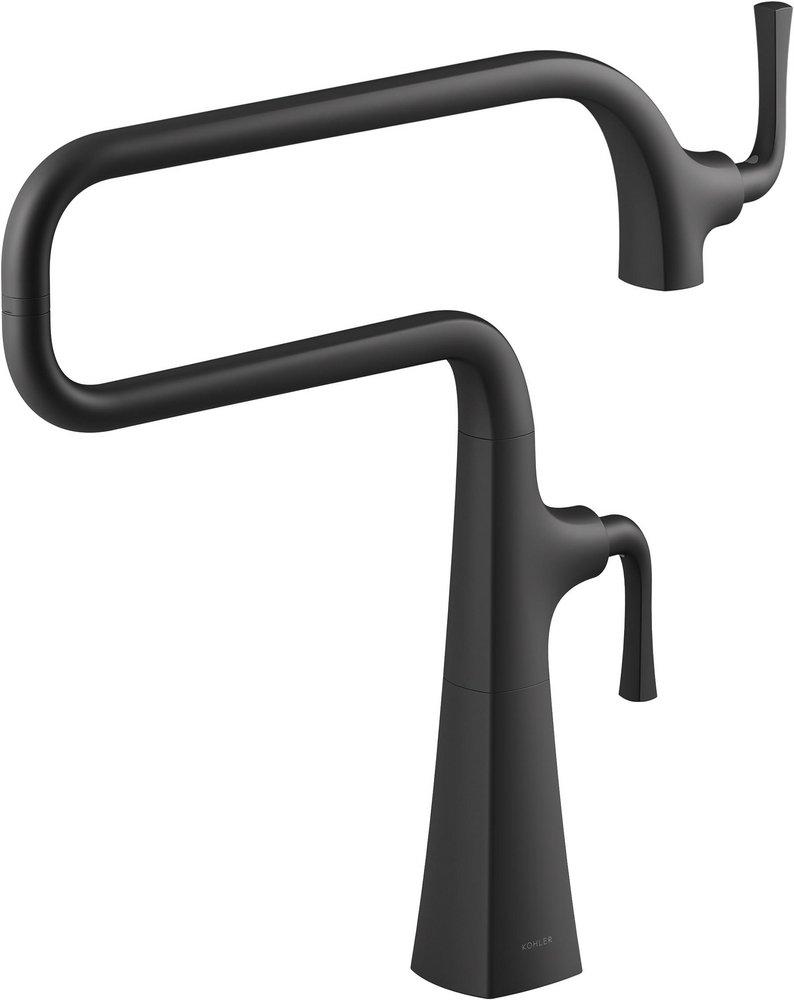 KOHLER Matte Black Two Handle Lever Pot Filler 