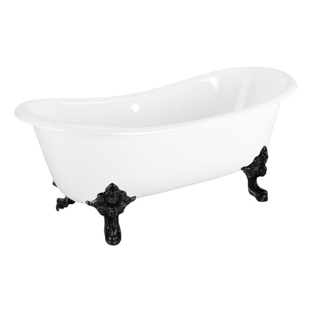 Signature Hardware White 72 x 30-1/2 in. Freestanding Bathtub Offset Drain 