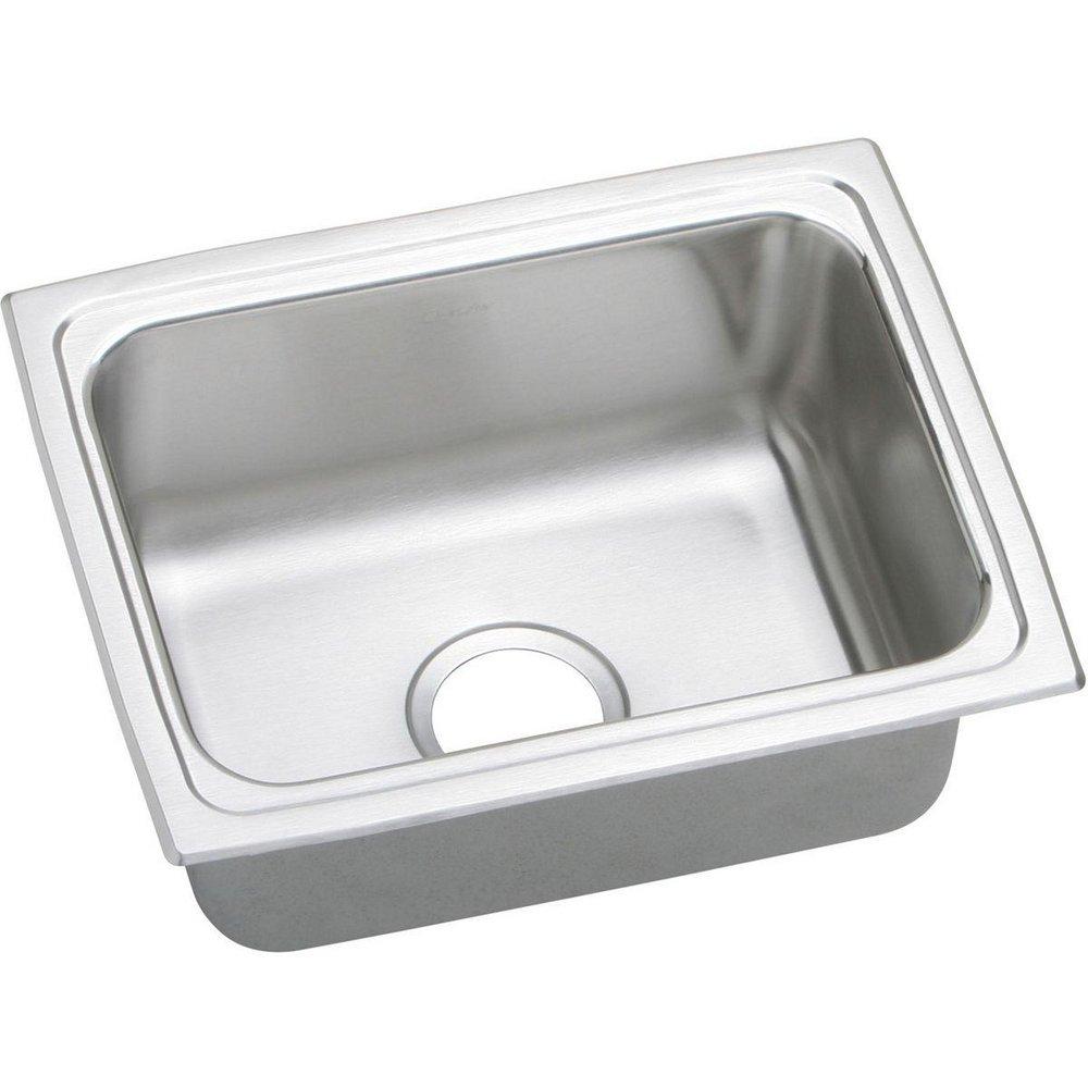Elkay Stainless Steel 1-Bowl Topmount Rectangular Kitchen Sink with Rear Center Drain 