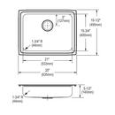 Elkay Stainless Steel 1-Bowl Topmount Rectangular Kitchen Sink with Rear Center Drain 