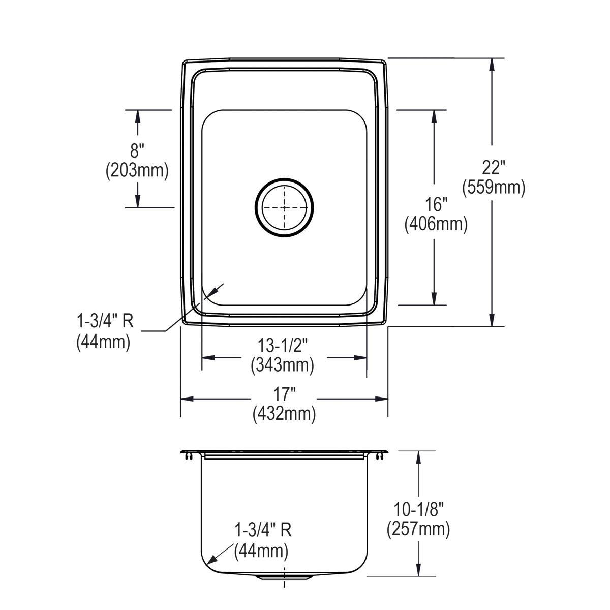 Elkay Brushed Satin 25 x 21-1/4 in. Stainless Steel Single Bowl Drop-in Kitchen Sink in Brushed Satin 