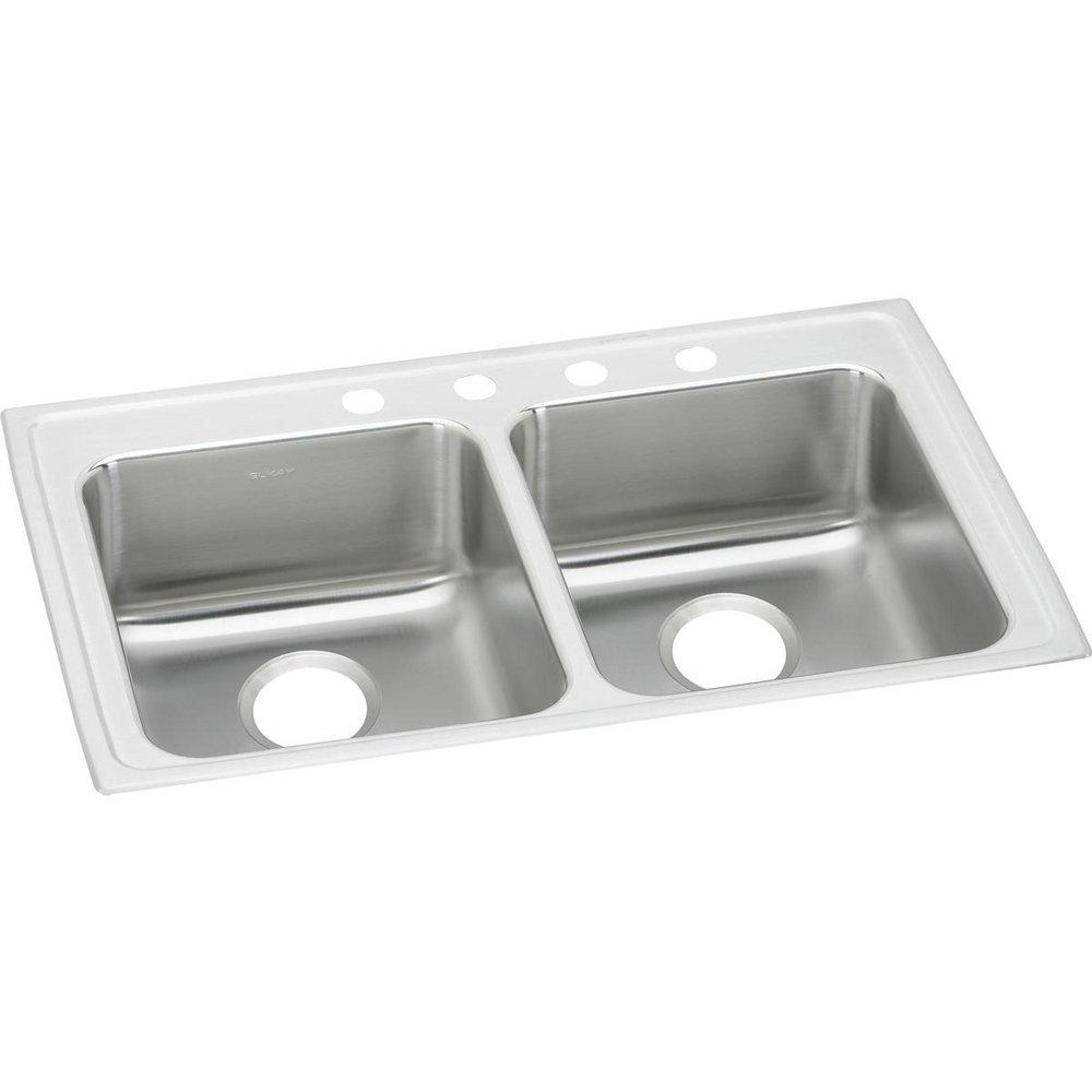 Elkay Lustrous Satin 33 x 19-1/2 in. Stainless Steel Double Bowl Drop-in Kitchen Sink in Lustrous Satin 