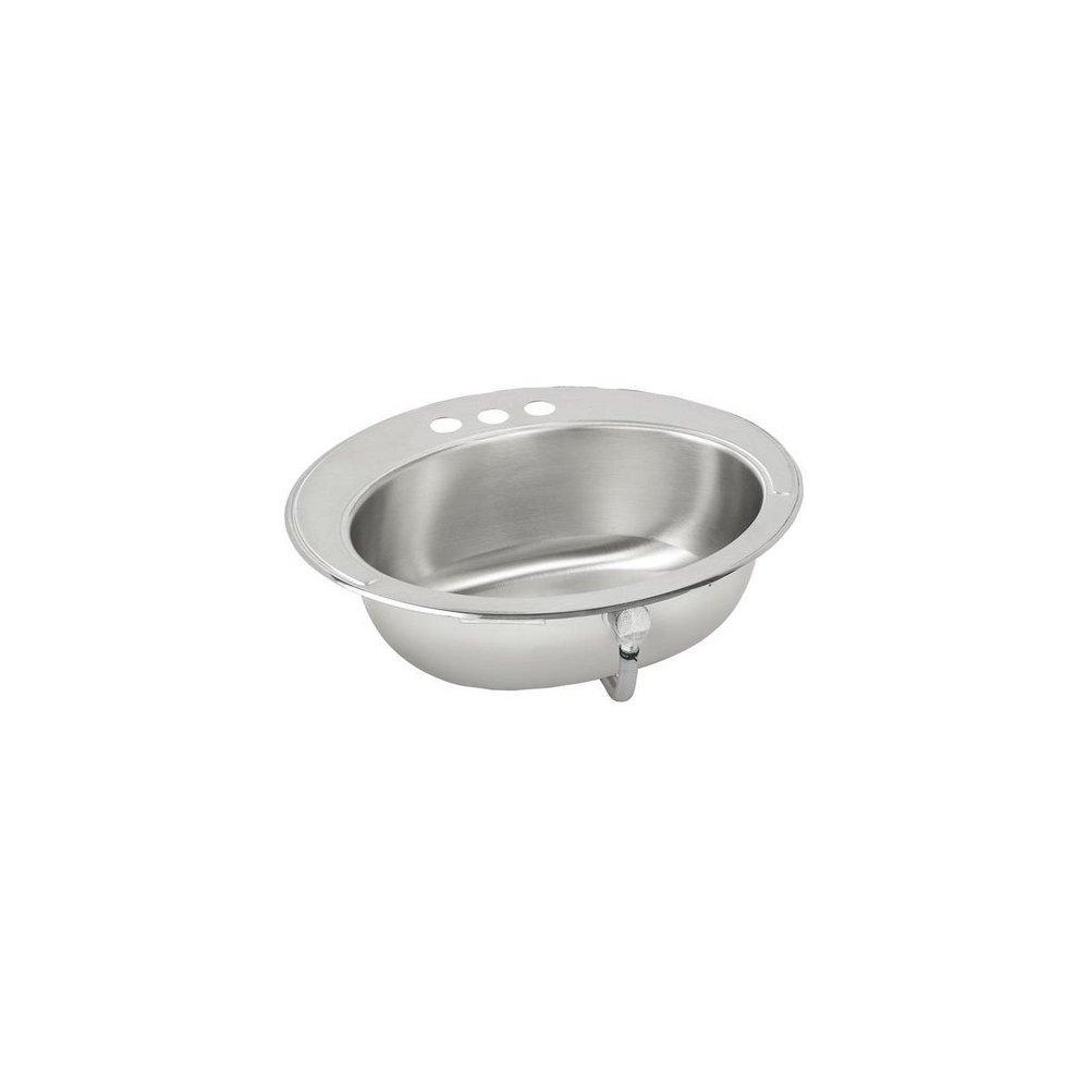 Elkay Lustrous Highlighted Satin 1-Hole 1-Bowl Top Mount Bathroom Sink 