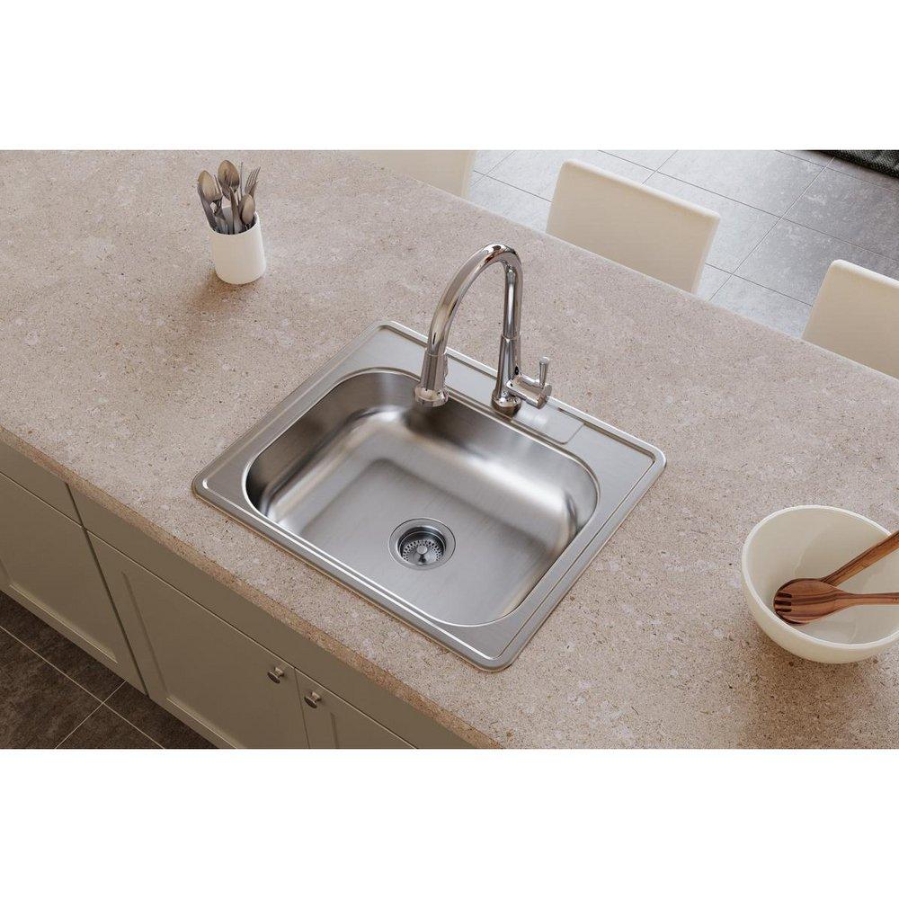 Dayton Satin 25 x 21-1/4 in. Stainless Steel Single Bowl Drop-in Kitchen Sink in Satin 