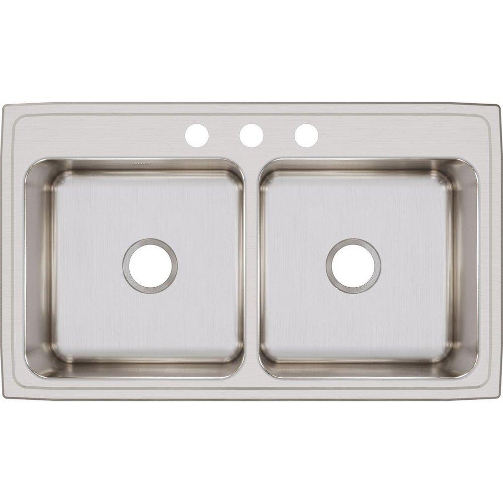 Elkay Lustrous Satin 37 x 22 in. Stainless Steel Double Bowl Drop-in Kitchen Sink in Lustrous Satin 