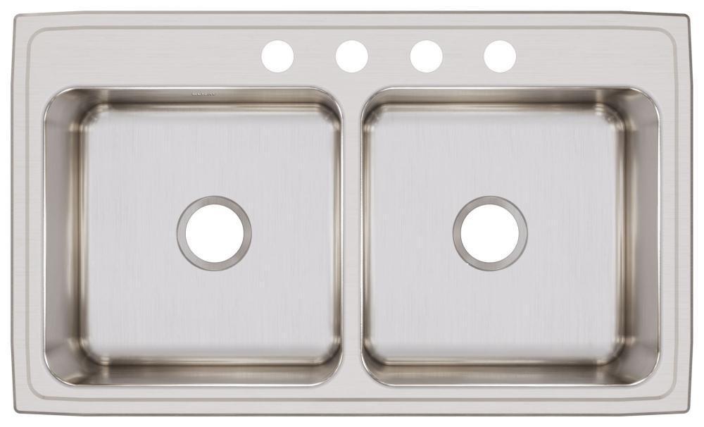 Elkay Lustrous Satin 37 x 22 in. Stainless Steel Double Bowl Drop-in Kitchen Sink in Lustrous Satin 