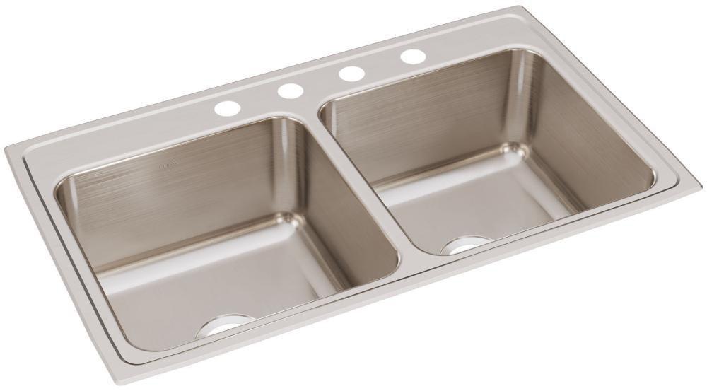 Elkay Lustrous Satin 37 x 22 in. Stainless Steel Double Bowl Drop-in Kitchen Sink in Lustrous Satin 