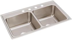 37 x 22 in. 4 Hole Stainless Steel Double Bowl Drop-in Kitchen Sink in Lustrous Satin