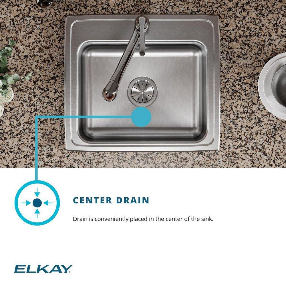 Elkay Brushed Satin 22 x 19-1/2 in. Stainless Steel Single Bowl Drop-in Kitchen Sink in Brushed Satin 