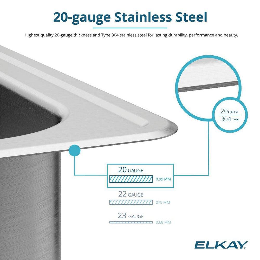 Elkay Brushed Satin 22 x 19-1/2 in. Stainless Steel Single Bowl Drop-in Kitchen Sink in Brushed Satin 