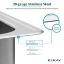 Elkay Brushed Satin 22 x 19-1/2 in. Stainless Steel Single Bowl Drop-in Kitchen Sink in Brushed Satin 