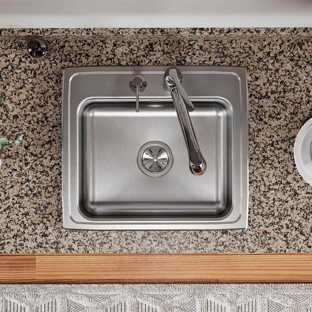 Elkay Brushed Satin 22 x 19-1/2 in. Stainless Steel Single Bowl Drop-in Kitchen Sink in Brushed Satin 