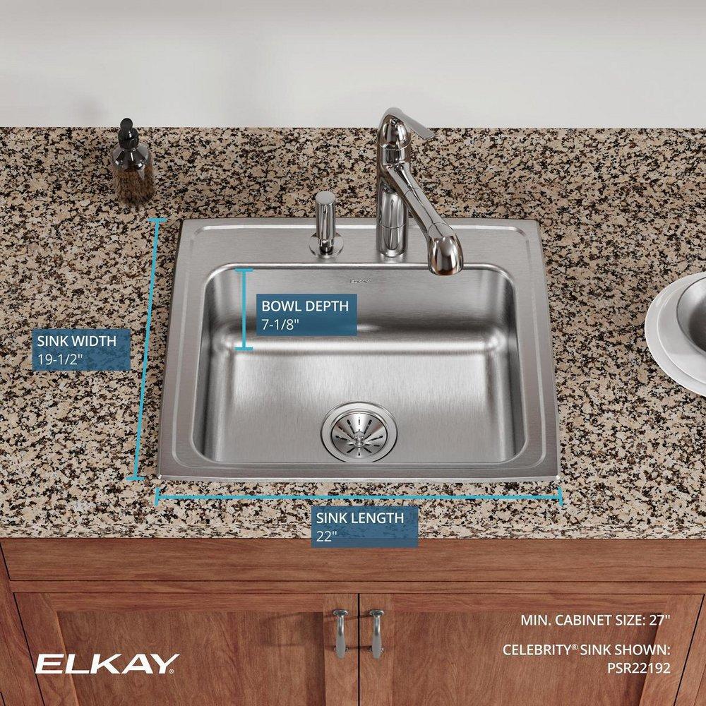 Elkay Brushed Satin 22 x 19-1/2 in. Stainless Steel Single Bowl Drop-in Kitchen Sink in Brushed Satin 
