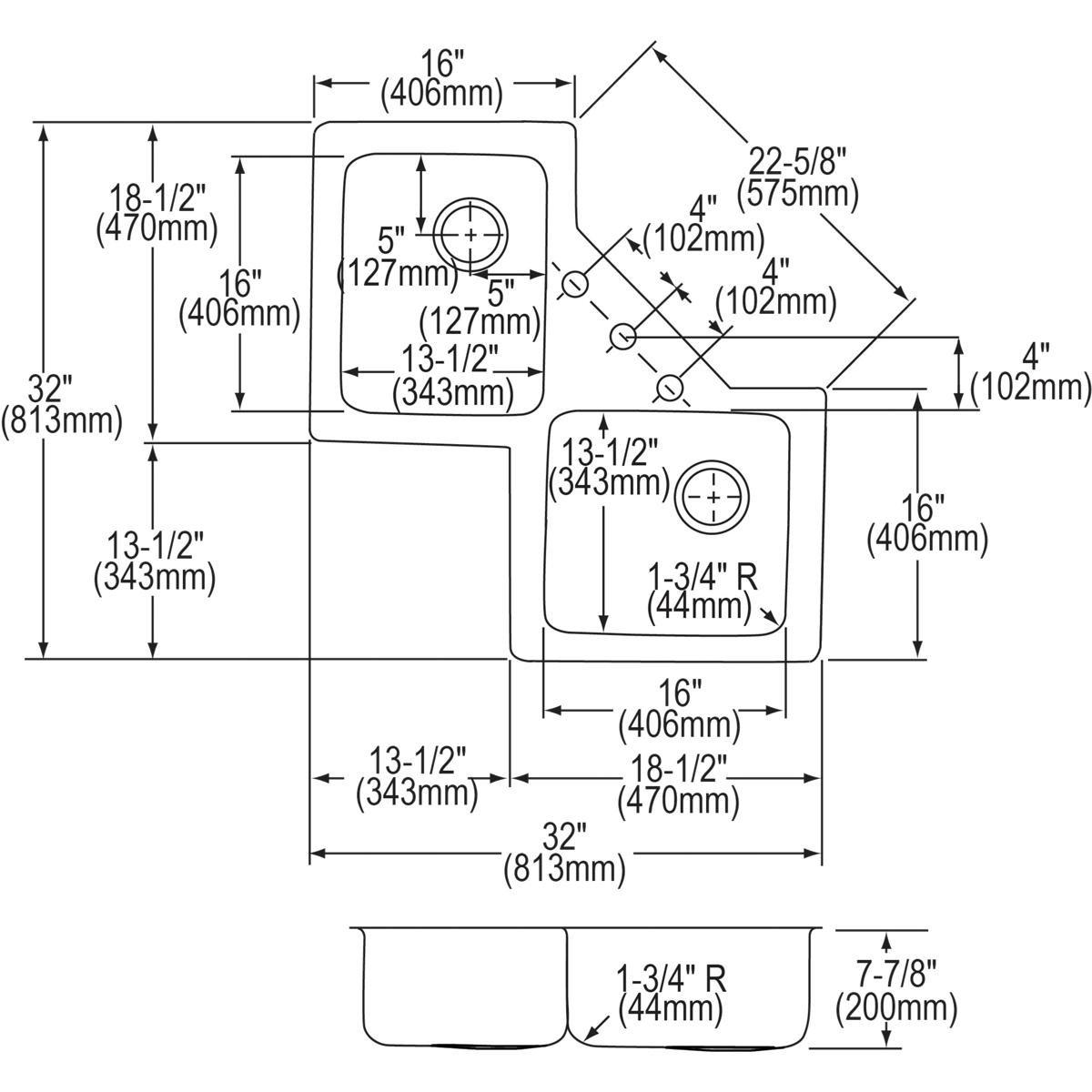 Elkay Brushed Satin 17 x 21-1/4 in. Stainless Steel Single Bowl Drop-in Kitchen Sink in Brushed Satin 