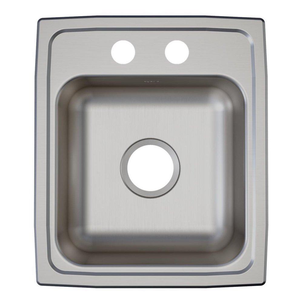 Elkay Lustrous Satin 15 x 17-1/2 in. 2-Hole Drop-in Stainless Steel Bar Sink 