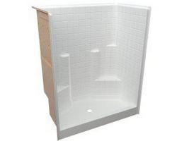 60 x 34 in. Tile Shower Unit with Two Seats in White