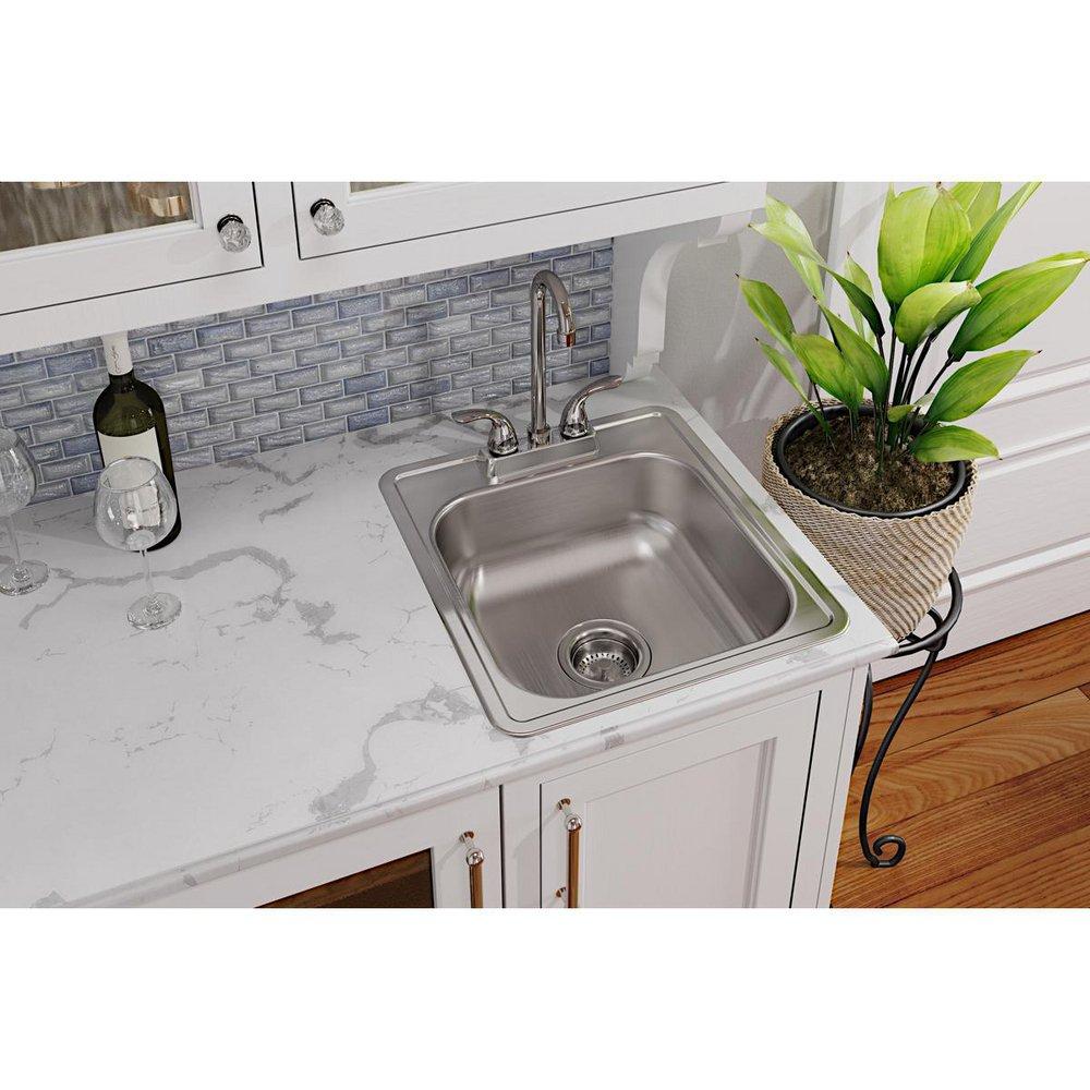 Dayton Satin 17 x 19 in. Drop-in Stainless Steel Bar Sink 