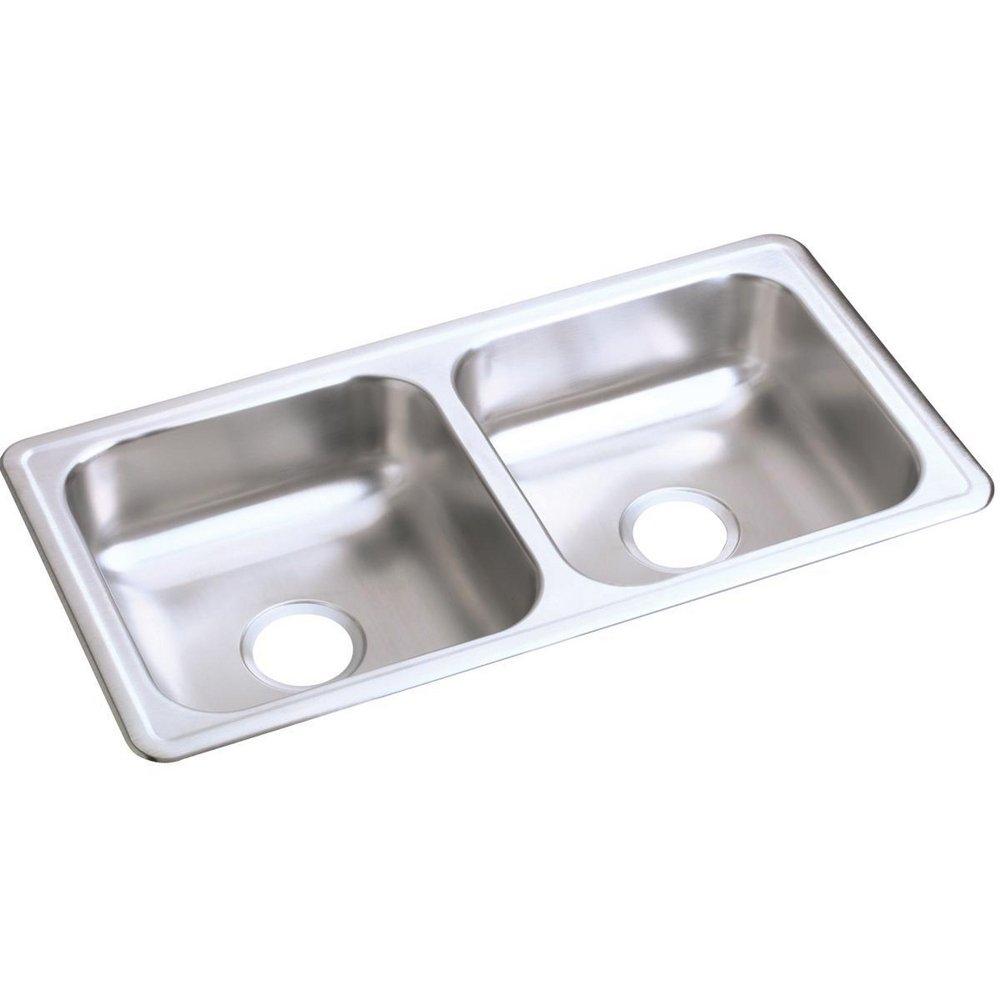 Dayton Satin 33 x 17 in. No Hole Stainless Steel Double Bowl Drop-in Kitchen Sink 