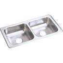 33 x 17 in. No Hole Stainless Steel Double Bowl Drop-in Kitchen Sink in Satin