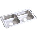 Dayton Satin 33 x 17 in. No Hole Stainless Steel Double Bowl Drop-in Kitchen Sink 