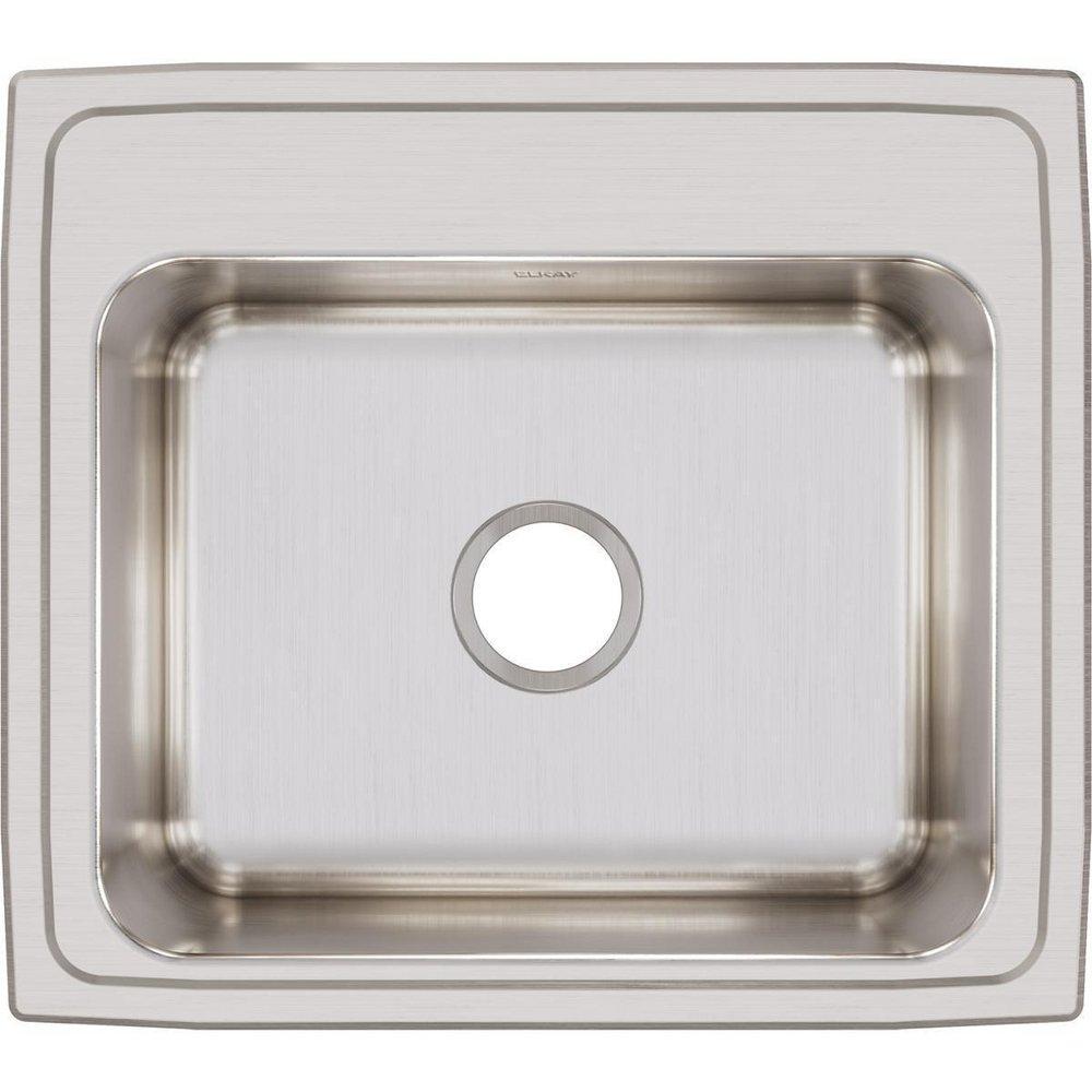 Elkay Lustertone No Hole Single Bowl Top Mount Kitchen Sink 
