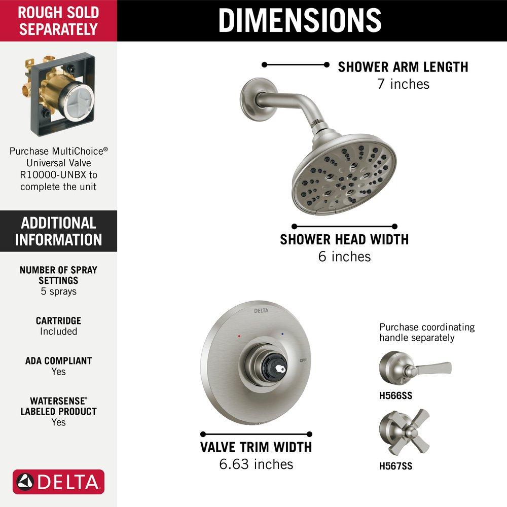 Delta Faucet Brilliance Stainless Multi Function Shower Faucet (Trim Only) 