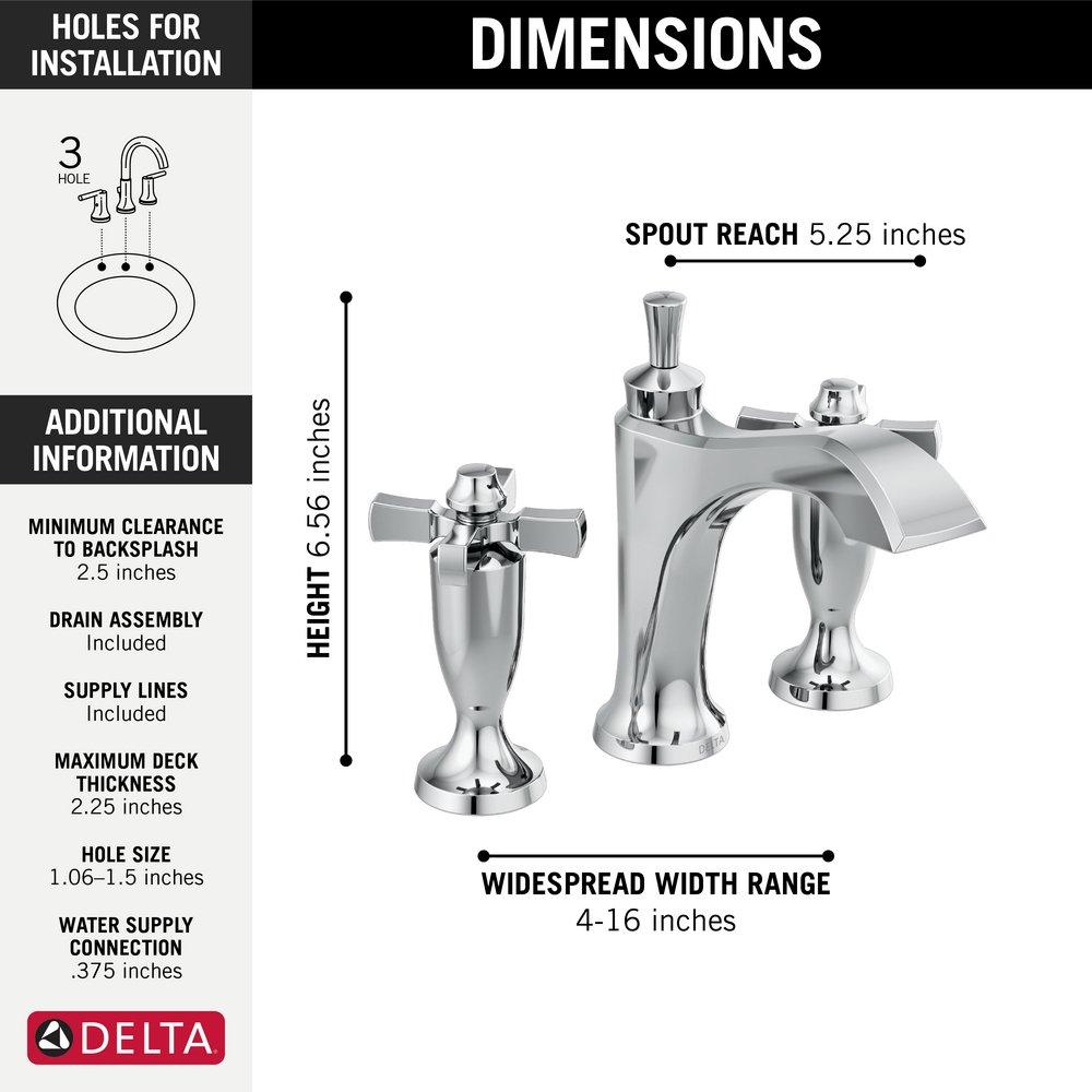 Delta Faucet Matte Black Two Handle Widespread Bathroom Sink Faucet Cross Handle 
