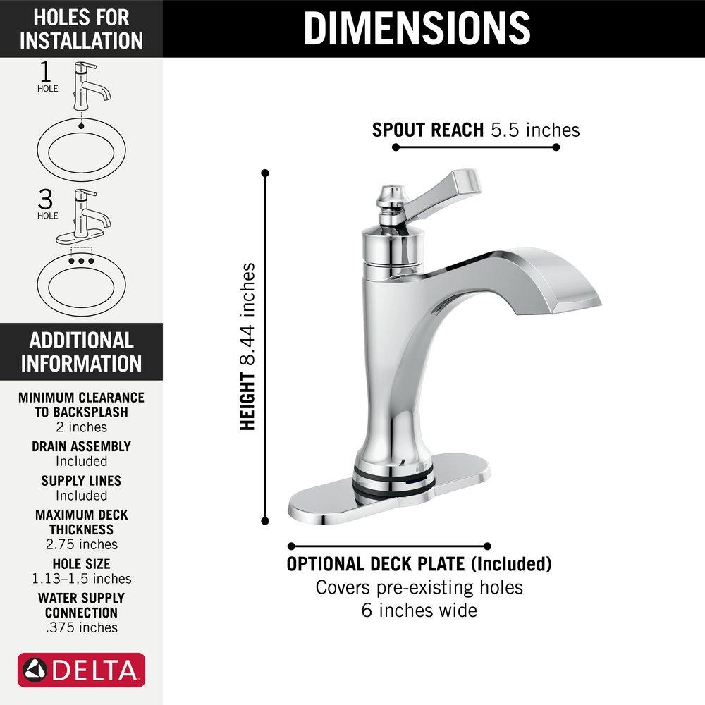 Delta Faucet Chrome Single Handle Monoblock Bathroom Sink Faucet Lever Handle 