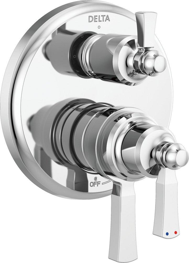 Delta Faucet Chrome Three Handle Pressure Balancing Valve Trim with Integrated Diverter 