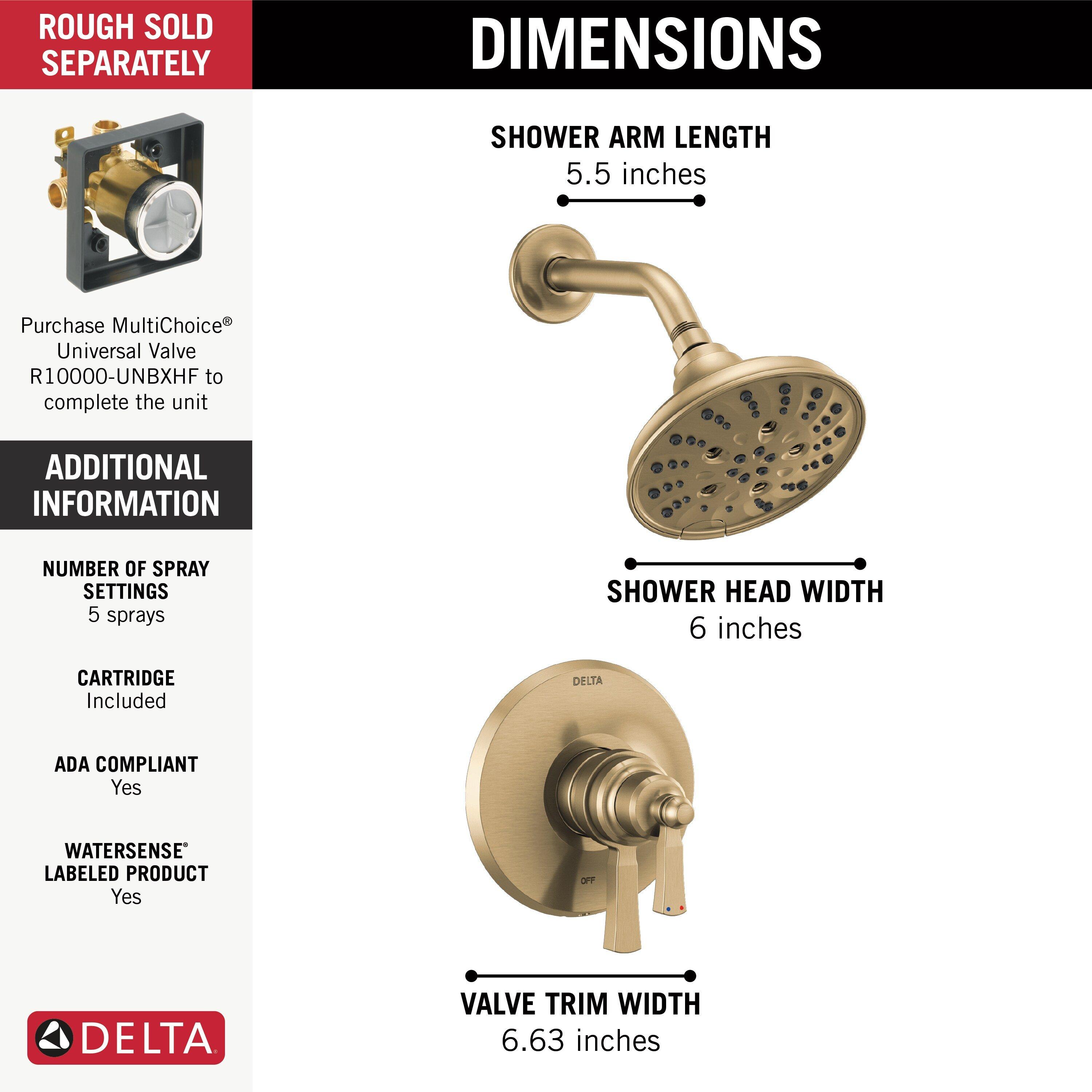Delta Faucet Brilliance Champagne Bronze Two Handle Multi Function Shower Faucet (Trim Only) 