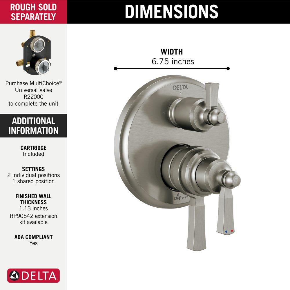 Delta Faucet Brilliance&reg; Stainless Zinc Diverter Valve Trim 