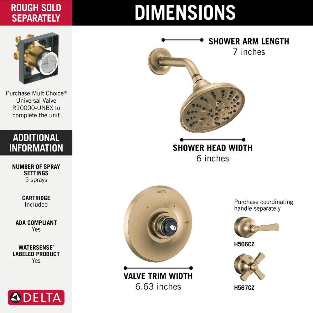 Delta Faucet Brilliance&reg; Champagne Bronze Multi Function Shower Faucet (Trim Only) 