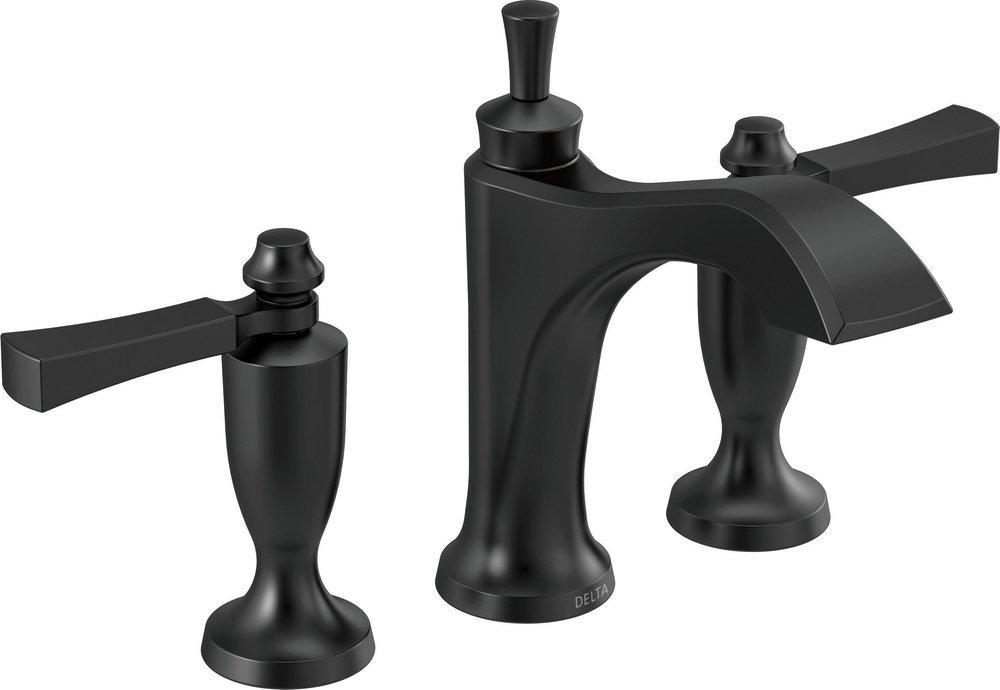 Delta Faucet Matte Black Two Handle Widespread Bathroom Sink Faucet 