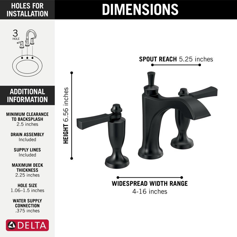 Delta Faucet Matte Black Two Handle Widespread Bathroom Sink Faucet 