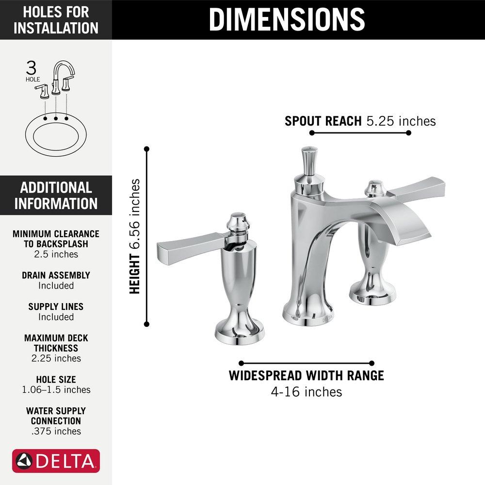 Delta Faucet Chrome Two Handle Widespread Bathroom Sink Faucet 