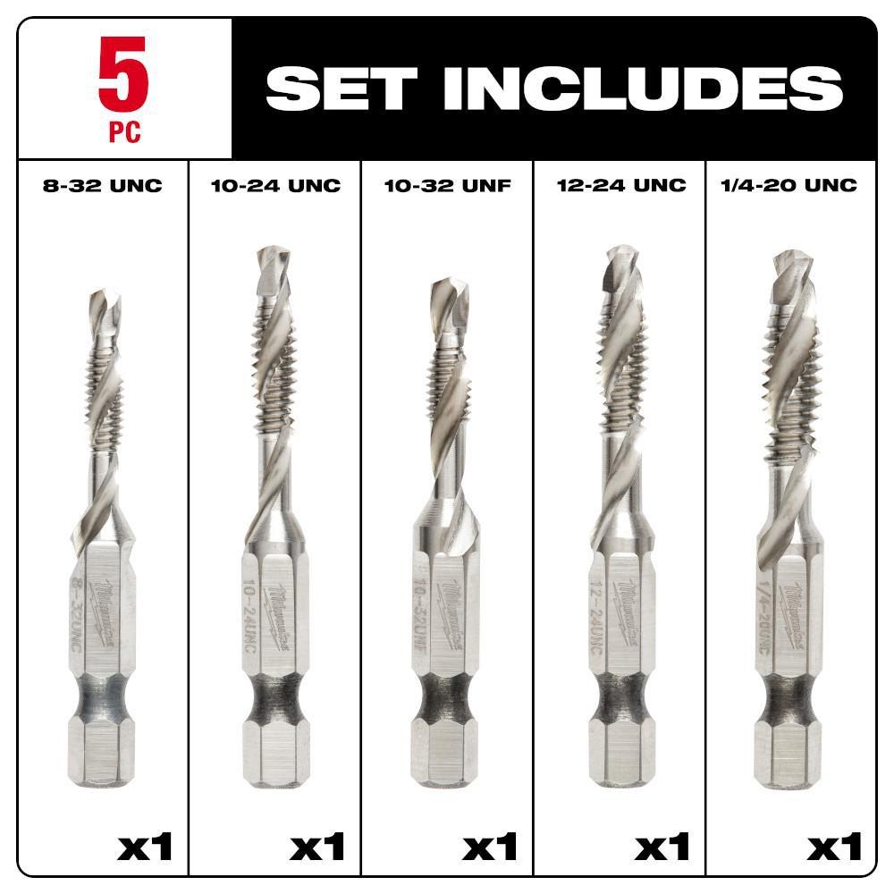 5PC SHOCKWAVE IMPACT DUTY DRILL AND TAP BIT SET 